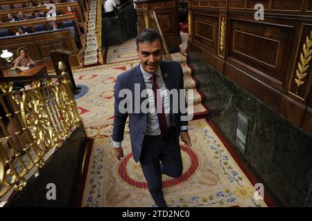 Madrid, 19.04.2023. Abgeordnetenkongress. Plenartagung Erscheinen des Regierungspräsidenten, um über die außerordentliche Tagung des Europäischen Rates am 02/09/2023 und über die Tagung des Europäischen Rates am 03/23 und 2023 Bericht zu erstatten, unter anderem über die Lage in der Ukraine und die Beziehungen zu Marokko. Foto: Jaime García. ARCHDC. Quelle: Album / Archivo ABC / Jaime García Stockfoto