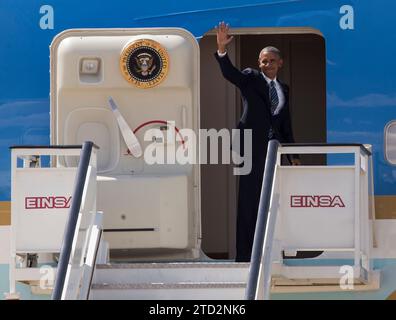 Madrid, 07.10.2016. Der Präsident der Vereinigten Staaten Barack Obama verlässt Madrid. Foto: Ángel de Antonio Archdc. Quelle: Album / Archivo ABC / Ángel de Antonio Stockfoto