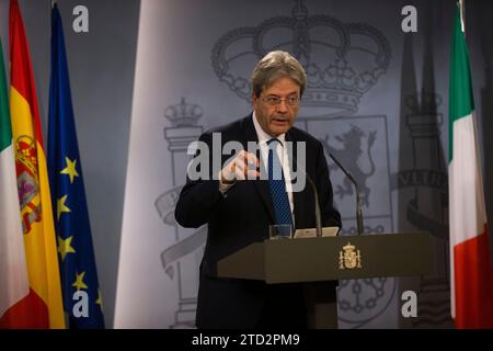 Madrid, 27.01.2017. Der Regierungspräsident Mariano Rajoy empfängt seinen italienischen Amtskollegen Paolo Gentiloni im Palast von Moncloa. Foto: Ángel de Antonio ARCHDC. Quelle: Album / Archivo ABC / Ángel de Antonio Stockfoto