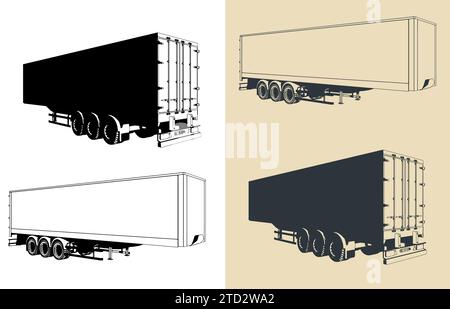 Stilisierte Vektorabbildungen von Lkw-Anhängern Stock Vektor
