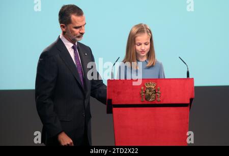 Madrid, 10/31/2018. Lesung der Verfassung, in der die Prinzessin von Asturien zum ersten Mal öffentlich sprach. Foto: Ernesto Agudo ARCHDC. Quelle: Album/Archivo ABC/Ernesto Agudo Stockfoto