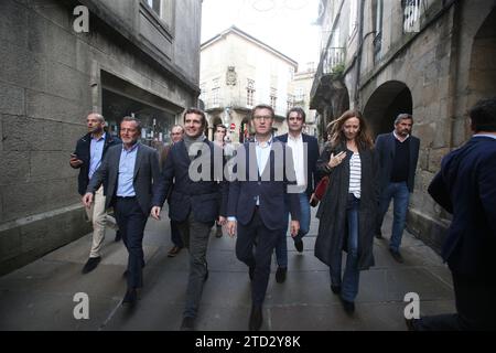 Santiago de Compostela (La Coruña), 3.2.2019. Der Führer der Volkspartei, Pablo Casado, besuchte die galizische Stadt in Begleitung des Präsidenten von Galicien Alberto Feijoo. Foto: Miguel Muñiz archdc. Quelle: Album / Archivo ABC / Miguel Muñiz Stockfoto