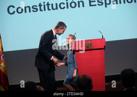 Madrid, 10/31/2018. Lesung der Verfassung, in der die Prinzessin von Asturien zum ersten Mal öffentlich sprach. Foto: Ernesto Agudo ARCHDC. Quelle: Album/Archivo ABC/Ernesto Agudo Stockfoto