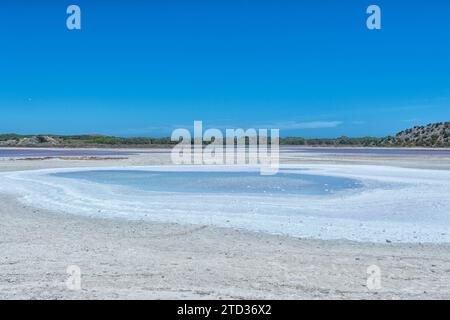 Malerischer Blick auf einen Salzsee auf Rottnest Island oder Wadjemup, Western Australia, Australien Stockfoto