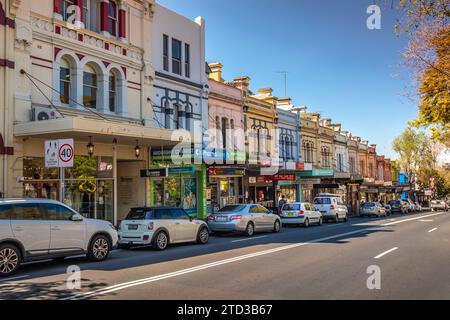 Viktorianische Reihenhäuser in Glebe, Sydney, NSW, Australien. Stockfoto
