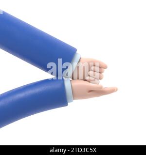 HILFE BEI der Geste ASL. Handgeste, Handfläche und Faust. Nonverbale Kommunikation. Sprachgesten. Flache 3D-Illustration. Handsymbol.3D-Rendering auf weiß Stockfoto