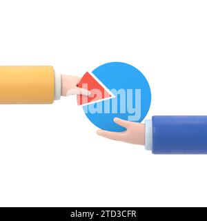 Pareto-Prinzip. 20 % der Anstrengungen machen 80 % des Ergebnisses aus. Marktanteilsgeschäft. Geschäftsmann hält Tortendiagramm in der Hand. Gewinn aus ökonomischem Finanzanteil Stockfoto