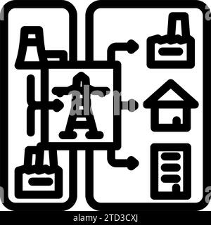 Vektorgrafik für die verteilte Erzeugung der elektrischen Leitung Stock Vektor