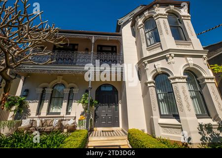 Viktorianische Reihenhäuser in Glebe, Sydney, NSW, Australien. Stockfoto