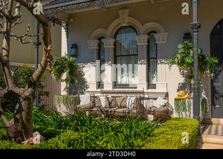 Viktorianische Reihenhäuser in Glebe, Sydney, NSW, Australien. Stockfoto