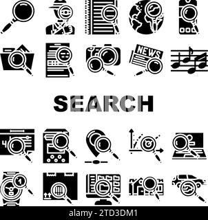 Suchen Sie die Symbole der Web-Internetleiste, legen Sie den Vektor fest Stock Vektor