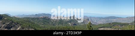 Panorámica de vista desde el mirador del Pico de las Nieves Stockfoto