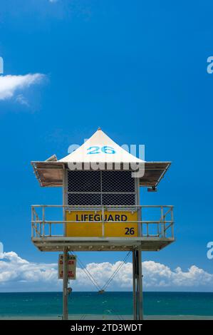 Rettungsschwimmer Station, Aussicht, Aussichtsplattform, Hütte, Strand, Gefahr, Überwachung, Rettung, Australien Stockfoto