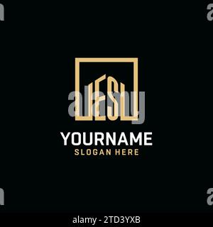 Es Initial Monogramm-Logo-Design mit quadratischem Design Stock Vektor