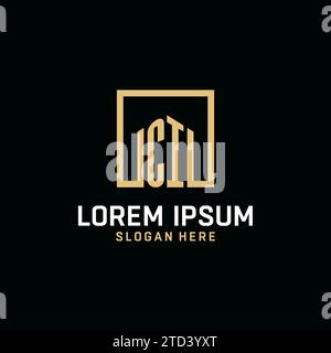 CI Initial Monogramm-Logo-Design mit quadratischem Design Stock Vektor
