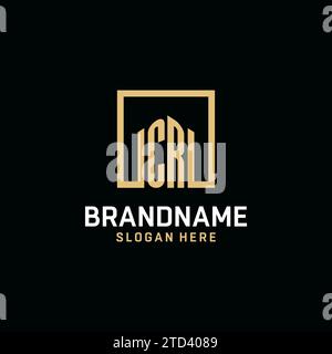 CR-Initial-Monogramm-Logo mit quadratischem Design Stock Vektor