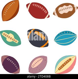 american Football Ball Set Zeichentrickvektor Illustration Stock Vektor