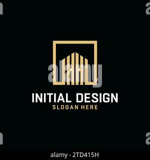 HH Initial Monogramm-Logo-Design mit quadratischem Design Stock Vektor