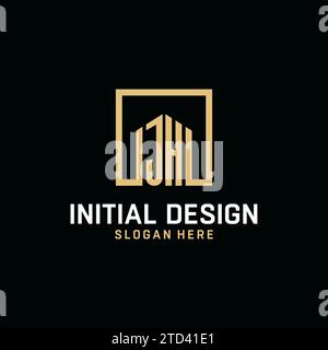 JH Initial Monogramm-Logo-Design mit quadratischem Design Stock Vektor