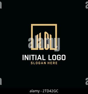 Initial-Logo mit LC-Monogramm und quadratischer Form Stock Vektor