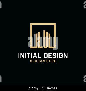 LU Initial Monogramm-Logo-Design mit quadratischem Design Stock Vektor