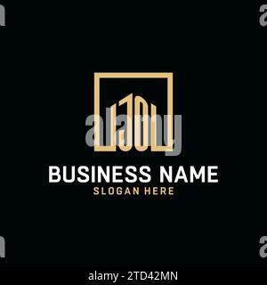 JO Initial Monogramm-Logo-Design mit quadratischem Design Stock Vektor