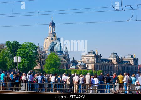 Dampfschiffparade auf der Elbe Stockfoto