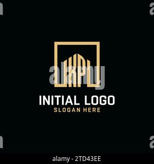 KP Initial Monogramm-Logo-Design mit quadratischem Design Stock Vektor