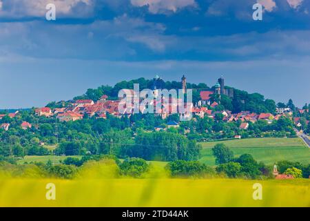 Stolpen ist eine kleine Stadt in Sachsen. Die Stadt liegt rund 25 Kilometer östlich von Dresden und gehört zum Landkreis Sächsische Schweiz-Ost Stockfoto