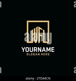 VF-Initial-Monogramm-Logo-Design mit quadratischem Design Stock Vektor