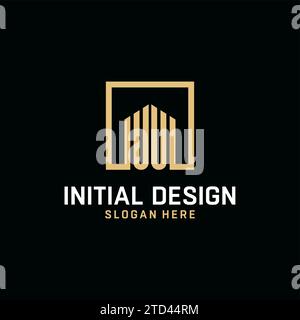 UU Initial Monogramm-Logo-Design mit quadratischem Design Stock Vektor