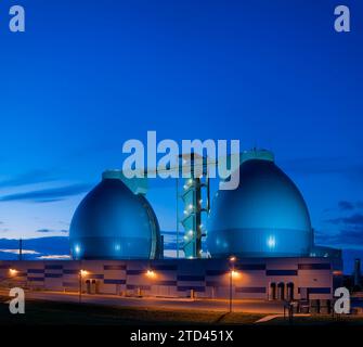 Faultürme in der Kläranlage Dresden Kaditz Stockfoto