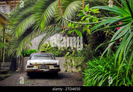 Rostiger alter Mercedes in Funchal auf der portugiesischen Insel Madeira. Stockfoto