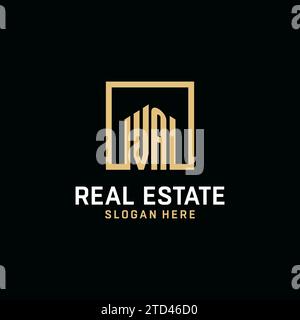 VA Initial Monogramm-Logo-Design mit quadratischem Design Stock Vektor