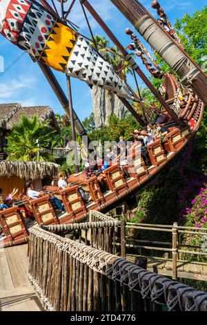 Attraktionen in der PortAventura Welt, ist ein Freizeitpark und ein Resort im Süden von Barcelona, in Salou, Tarragona. Es zieht rund 4 Millionen Besucher an Stockfoto