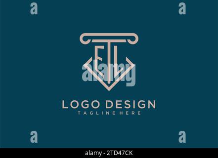 EL Initial mit Säulen-Icon-Design, sauberem und modernem Anwalt, Design-Ideen für Anwaltskanzleien Stock Vektor
