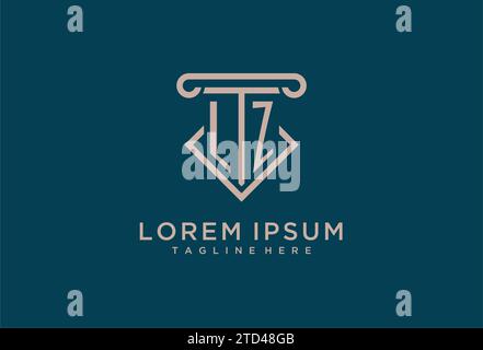LZ Initial mit Säulen-Icon-Design, sauberer und moderner Anwalt, Design-Ideen für Anwaltskanzleien Stock Vektor