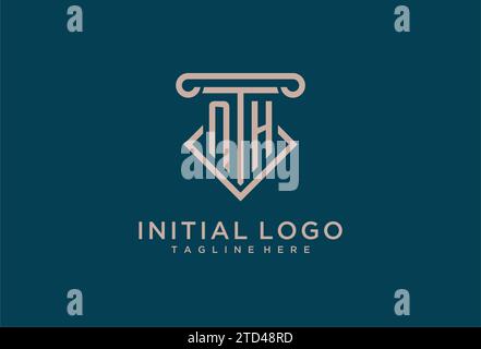 NH Initial mit Säulen-Icon-Design, sauberer und moderner Anwalt, Design-Ideen für Anwaltskanzleien Stock Vektor