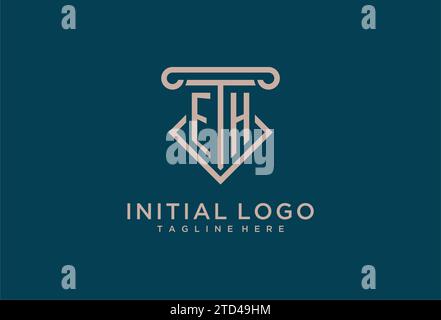 EH Initial mit Säulen-Icon-Design, sauberem und modernem Anwalt, Design-Ideen für Anwaltskanzleien Stock Vektor