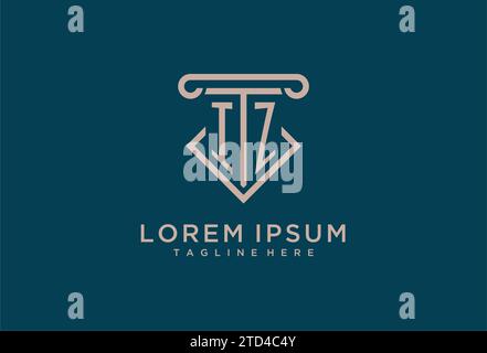 IZ Initial mit Säulen-Icon-Design, saubere und moderne Anwälte, Design-Ideen für Anwaltskanzleien Stock Vektor