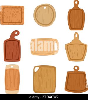 Schneidebrett Set Zeichentrickvektor-Illustration Stock Vektor