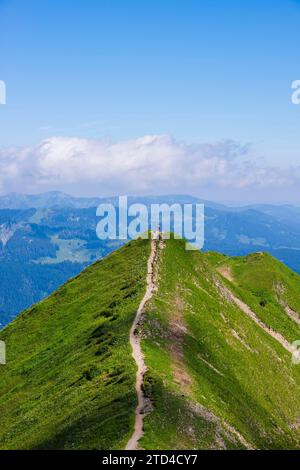 Wanderweg von Fellhorn, 2038m, nach Soellereck, Allgäuer Alpen, Bayern, Deutschland Stockfoto