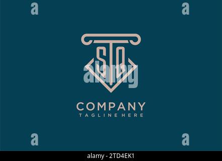 SQ Initial mit Säulen-Icon-Design, sauberer und moderner Anwalt, Design-Ideen für Anwaltskanzleien Stock Vektor
