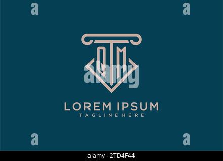 Qm Initial mit Säulen-Icon-Design, sauberer und moderner Anwalt, Design-Ideen für Anwaltskanzleien Stock Vektor
