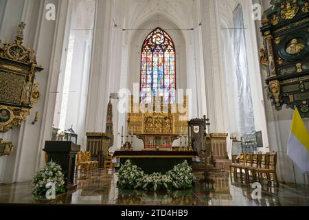 Hauptaltar von Michael von Augsburg, Marienkirche, Danzig, Woiwodschaft Pommern, Polen *** Hauptaltar von Michael von Augsburg, St. Marys Kirche, Danzig, Woiwodschaft Pommern, Polen Stockfoto