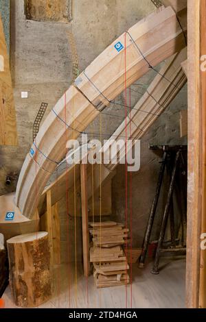 Schuetzkapelle, im Dresdner Residenzschloss hier befinden sich die Segmente für das Rippengewölbe, das in der Schuetzkapelle des Dresdner Schlosses wiederaufgebaut werden soll Stockfoto