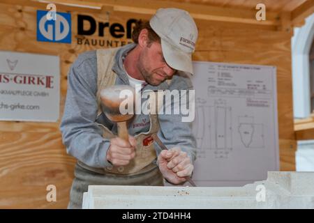 Steinmetzwerk im Dresdner Residenzschloss Stockfoto