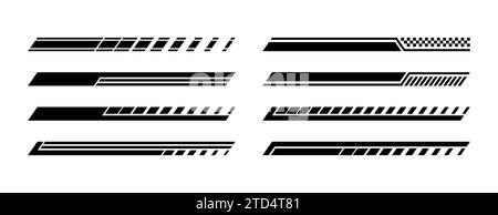 Rennstreifen für das Tuning-Paket. Aufkleber zum Abdecken von Karosserien. Isolierte Vektorillustration auf weißem Hintergrund. Stock Vektor