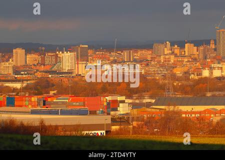 Blick über das Stadtzentrum von Leeds Stockfoto