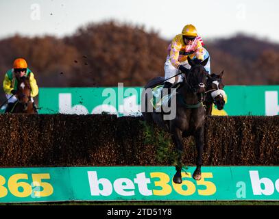 Doncaster, Großbritannien. Dezember 2023. Doncaster, Vereinigtes Königreich, Samstag, 16. Dezember 2023. Glory and Honour & Jonathan England gewinnen die Bet365 Novices' Limited Handicap Steeple Chase für Trainer Sam England und Besitzer Ursa Ellerby & Partner. Credit JTW equine Images / Alamy Live News Credit: JTW equine Images / Alamy Live News Stockfoto